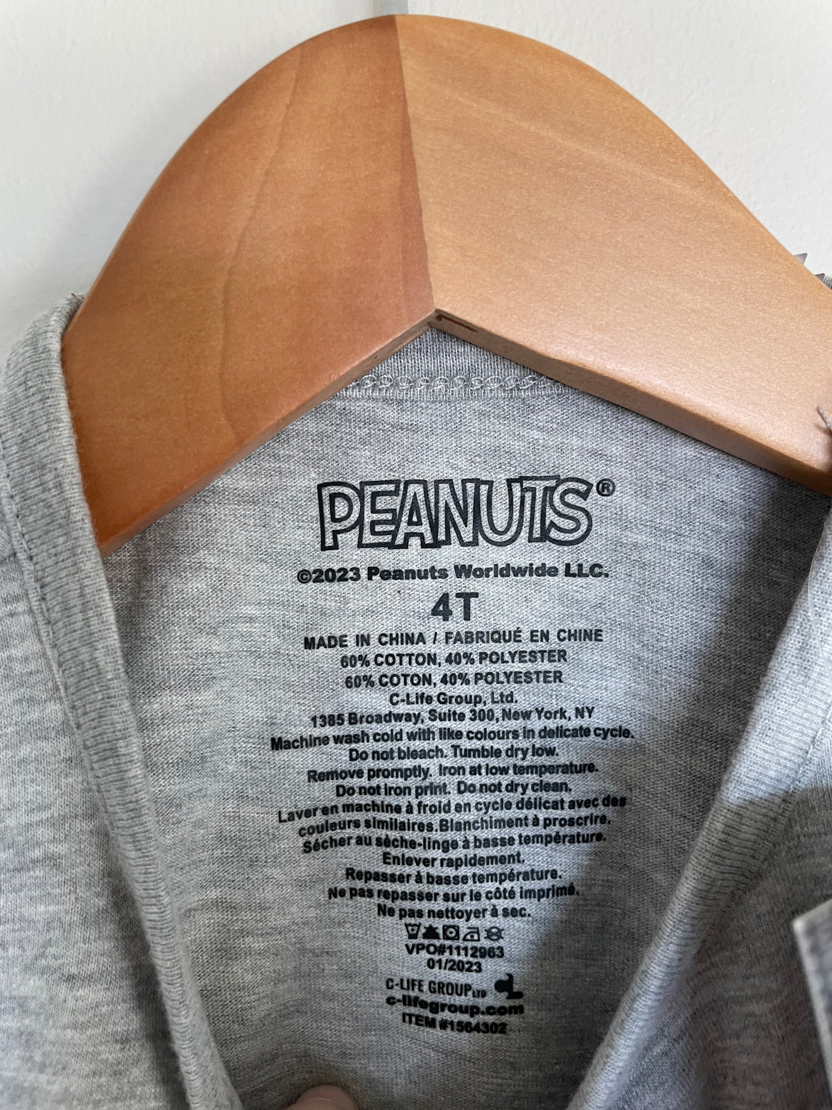 Peanuts Grey T-Shirt | 4T