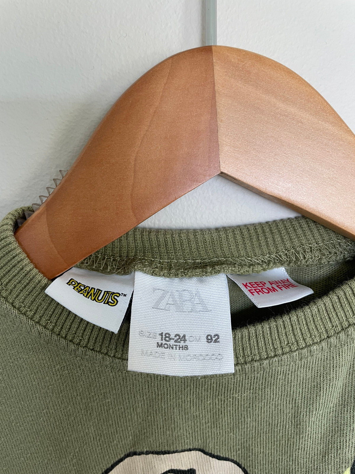 Zara Snoopy Green Long sleeve Shirt | 24M