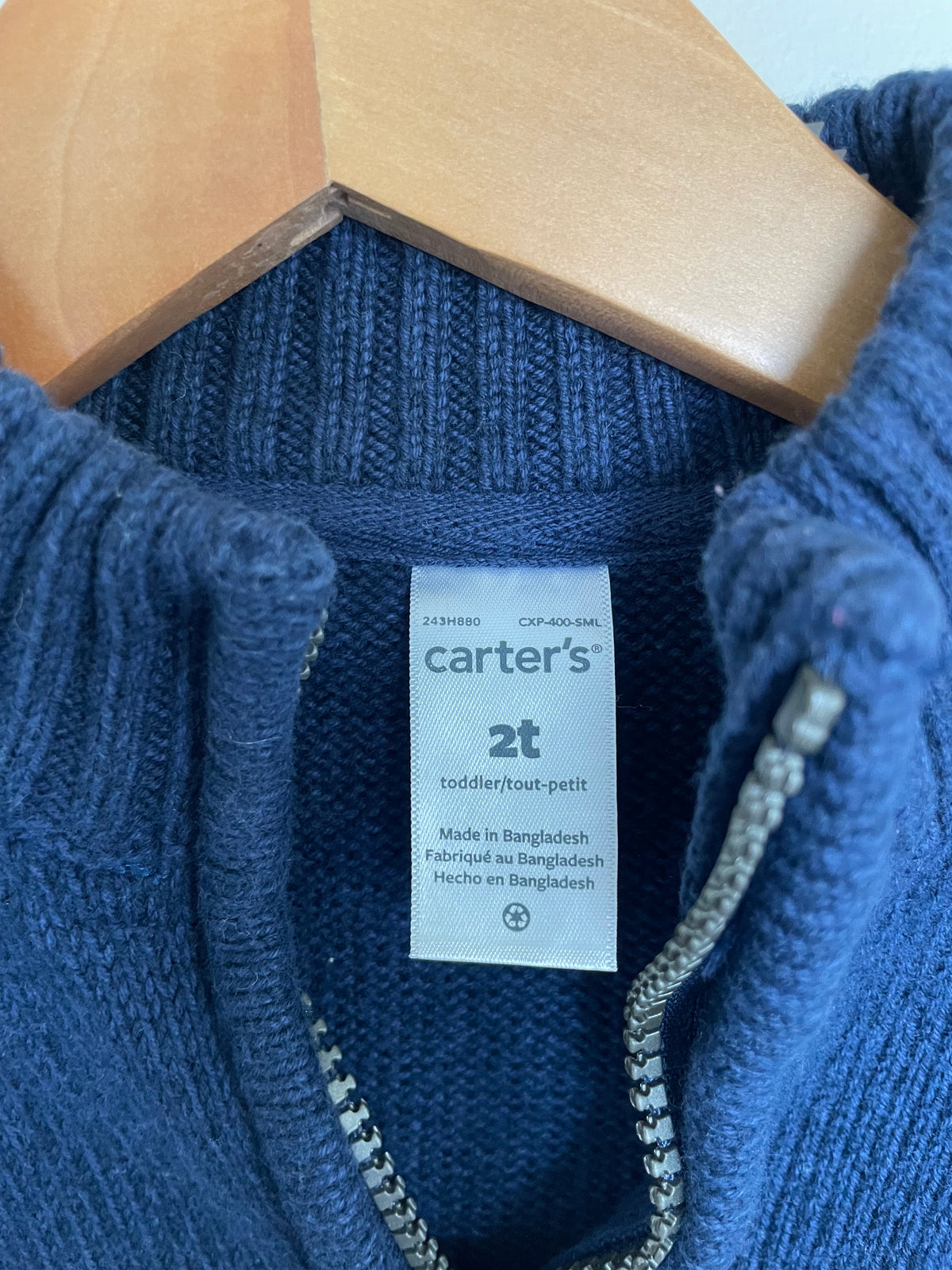 Carter's 1/4 Zip Navy Knit | 2T