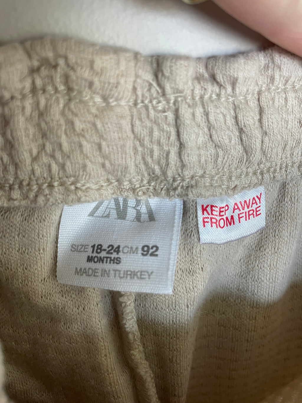 Zara Beige Waffle Pants | 18-24M