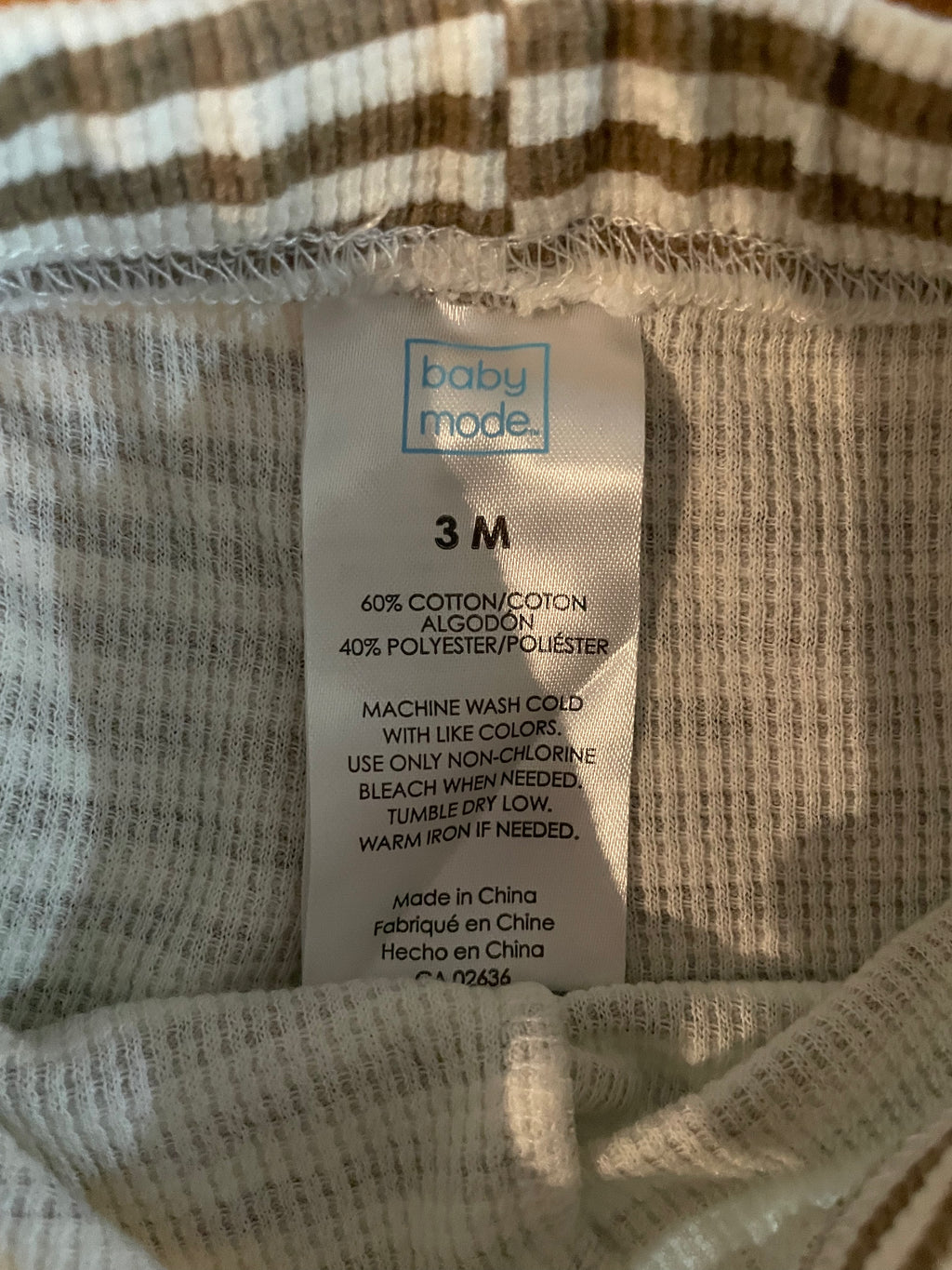 Baby Mode Striped Waffle Pants | 3M